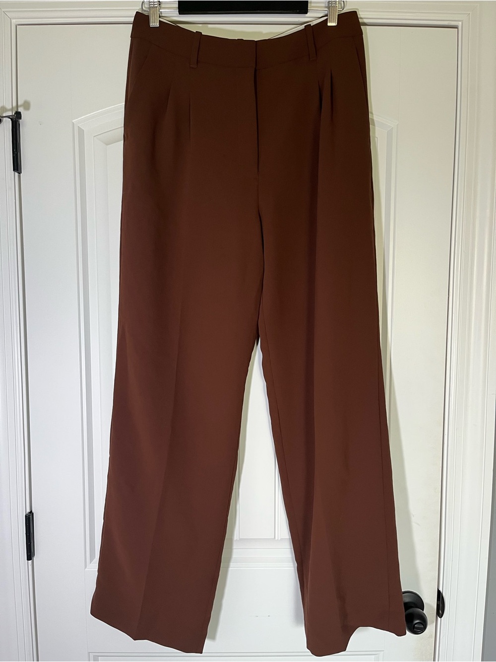 Aritzia The Effortless Pant Brown High-Rise Straight-Leg Trousers Crepette Sz 12